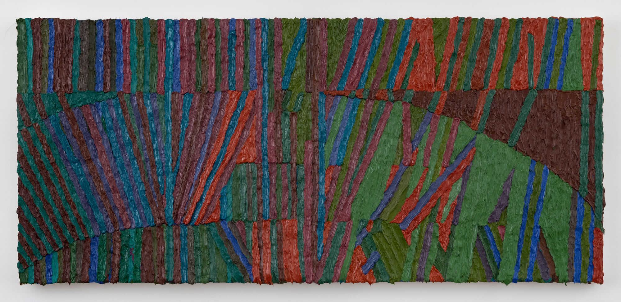 painting: Brett Baker, Window with palm, oil on canvas, 16 x 36 inches, 2018-2019